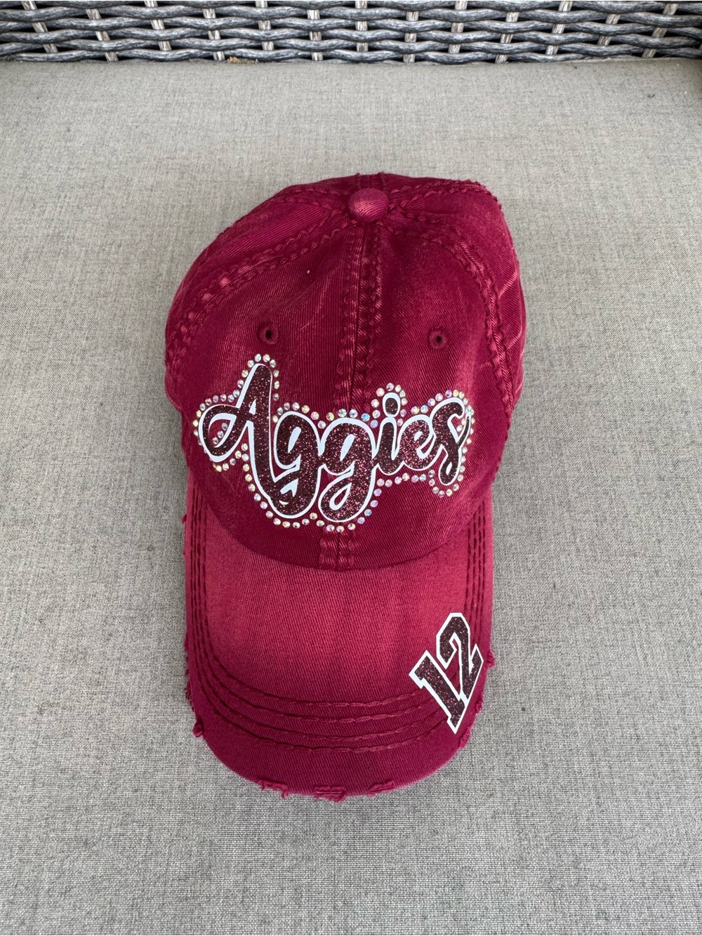 KBETHOS, Aggies, Embellished, Maroon, Baseball Cap